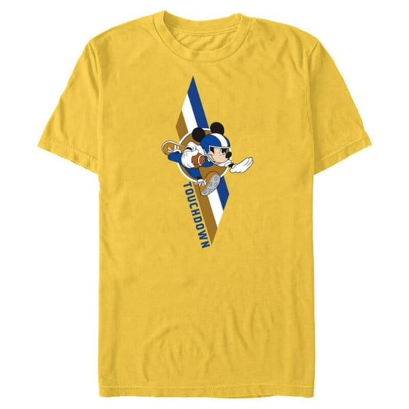 Disney Mickey Mouse Football Touchdown Sports - Short Sleeve Blended T-Shirt for Adults - Customized-Yellow