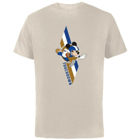 Disney Mickey Mouse Football Touchdown Sports - Short Sleeve Cotton T-Shirt for Adults - Customized-Natural