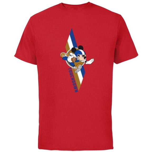 Disney Mickey Mouse Football Touchdown Sports - Short Sleeve Cotton T-Shirt for Adults - Customized-Red