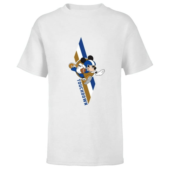 Disney Mickey Mouse Football Touchdown Sports - Short Sleeve T-Shirt for Kids - Customized-White