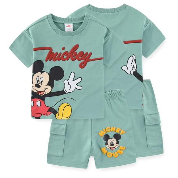 Disney Mickey Mouse French Terry Short Sleeve T-Shirt and Shorts Set (Boys), 2 Piece Set, Sizes 3T-8