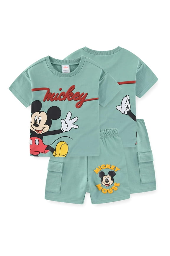 Mickey Mouse French Terry Short Sleeve T-Shirt and Shorts Set (Boys), 2 Piece Set, Sizes 3T-8