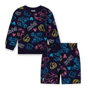 Disney Mickey Mouse French Terry Sweatshirt and Shorts Outfit Set Infant to Little Kid