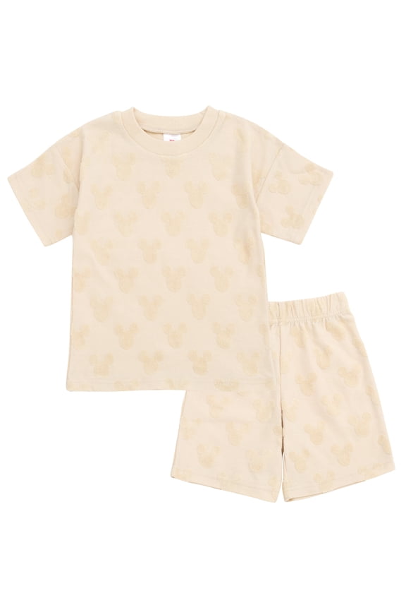 Mickey Mouse Toddler Boys' Loop Terry 2-Piece T-Shirt and Shorts Set Mickey Mouse Birch