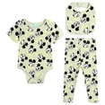 thumbnail image 1 of Disney Mickey Mouse & Friends Baby Boys' Bodysuit Pants and Bib Set Seafoam Green, 1 of 9