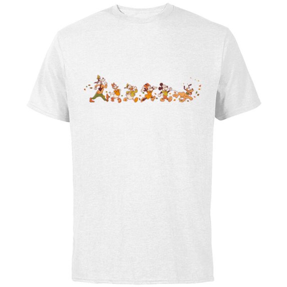 Disney Mickey Mouse & Friends Breezy Autumn Leaf Stroll Fall - Short Sleeve Cotton T-Shirt for Adults - Customized-White
