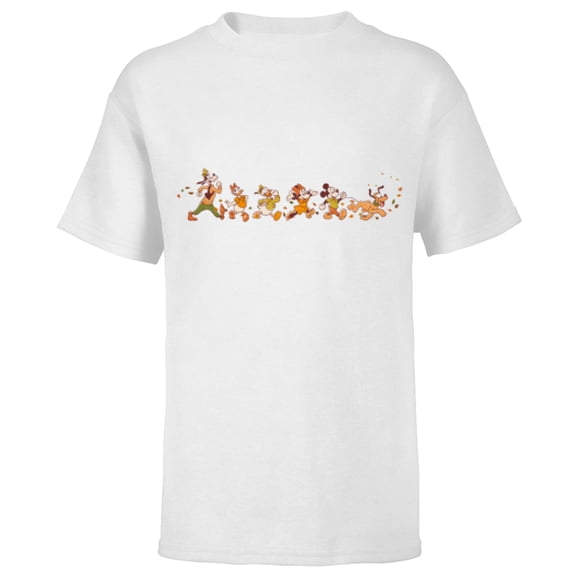 Disney Mickey Mouse & Friends Breezy Autumn Leaf Stroll Fall - Short Sleeve T-Shirt for Kids - Customized-White