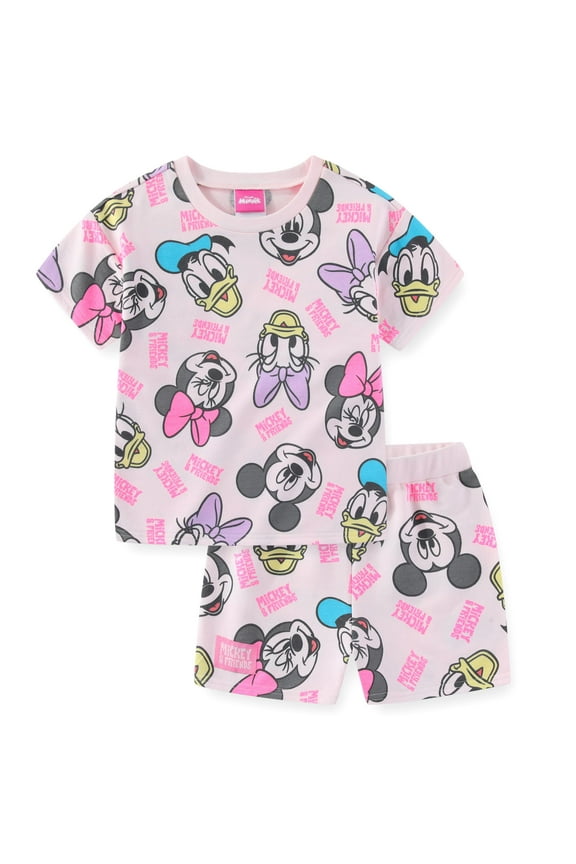 Mickey Mouse & Friends French Terry T-Shirt and Shorts Set (Girls), 2 Piece Set, Sizes 4-6X