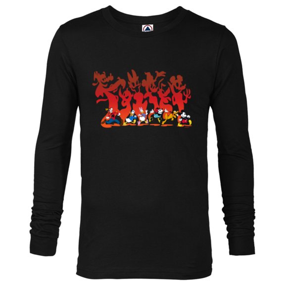 Disney Mickey Mouse & Friends Halloween Spooky Scary Shadows - Long Sleeve T-Shirt for Men - Customized-Black
