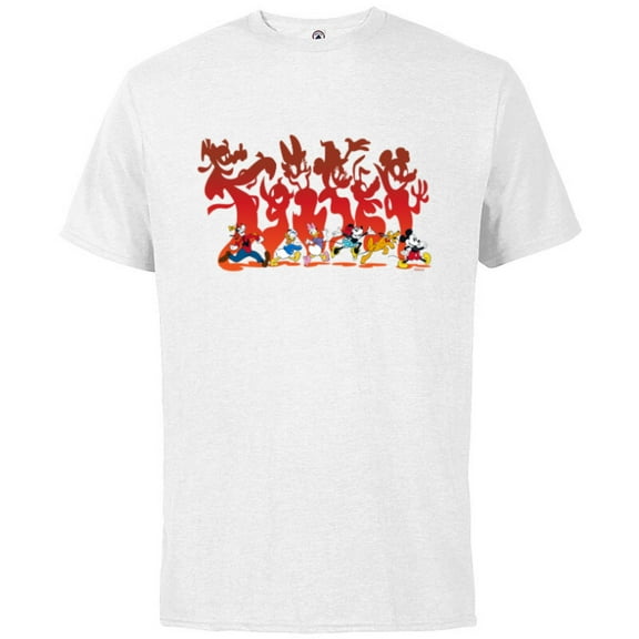 Disney Mickey Mouse & Friends Halloween Spooky Scary Shadows - Short Sleeve Cotton T-Shirt for Adults - Customized-White