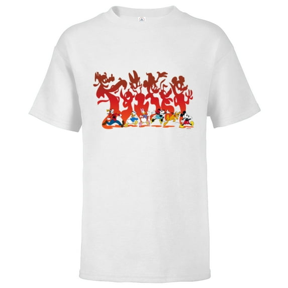 Disney Mickey Mouse & Friends Halloween Spooky Scary Shadows - Short Sleeve T-Shirt for Kids - Customized-White