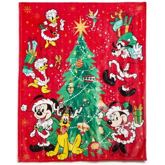 Disney Mickey Mouse & Friends Holiday Throw Blanket