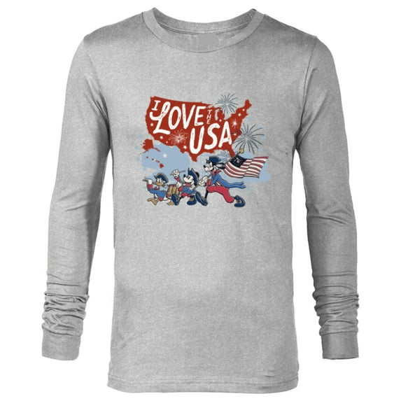 Disney Mickey Mouse & Friends I Love the USA Fourth of July - Long Sleeve T-Shirt for Men - Customized-Athletic Heather