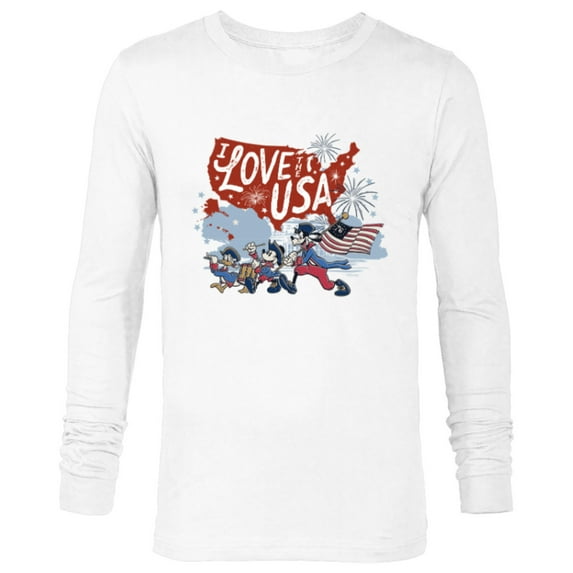 Disney Mickey Mouse & Friends I Love the USA Fourth of July - Long Sleeve T-Shirt for Men - Customized-White