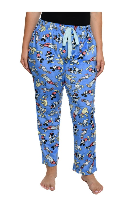 Mickey Mouse & Friends Lounge Pajama Pants Plush Womens Plus Size Blue