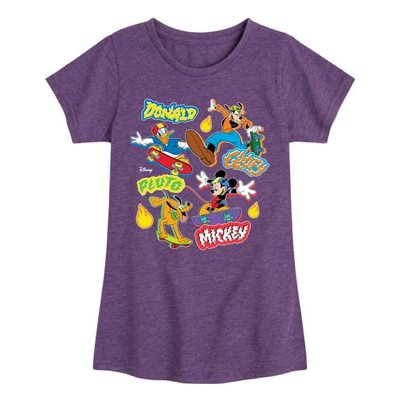 Disney - Mickey Mouse & Friends Skater Crew - Toddler & Youth Girls Short Sleeve Graphic T-Shirt