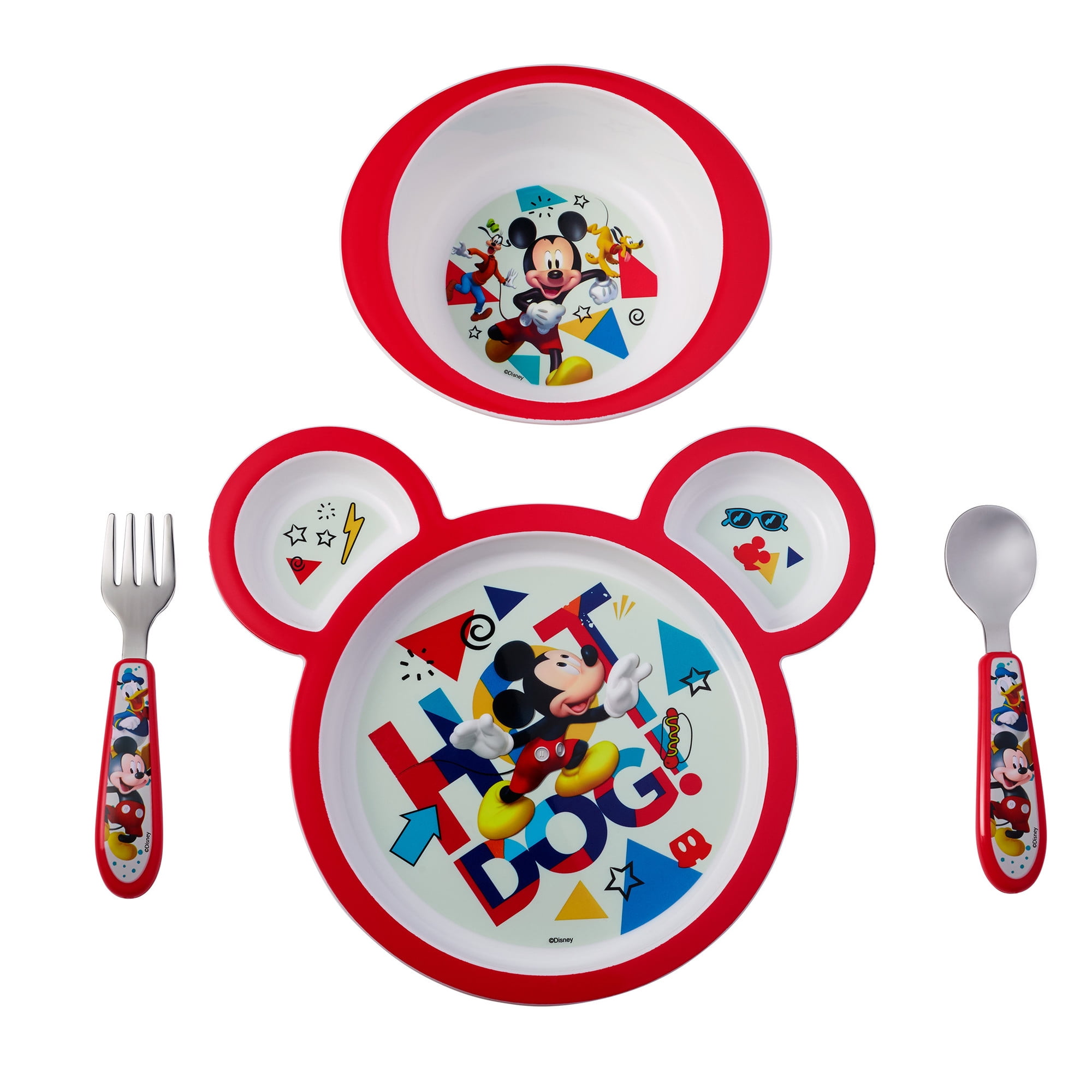 Disney Mickey Mouse Fun Feeding Set, Mickey Plate, Bowl, Knife