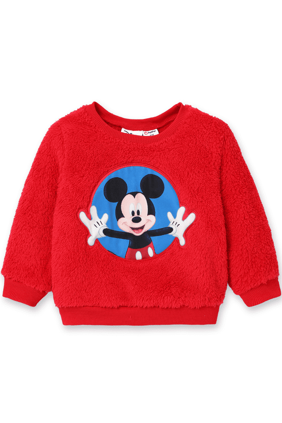 Mickey Mouse Girls Boys Fleece Sweatshirts Embroidered Graphic Crewneck Sweatshirt Sizes 2-6