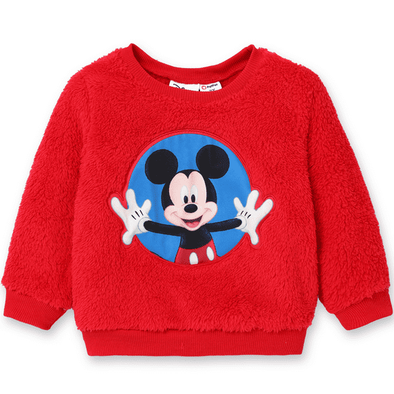 Disney Mickey Mouse Girls Boys Fleece Sweatshirts Embroidered Graphic Crewneck Sweatshirt Sizes 2-6