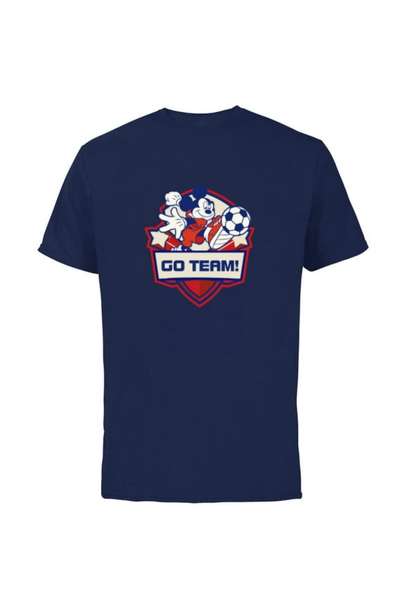 Mickey Mouse Go Team Sports Soccer - Short Sleeve Cotton T-Shirt for Adults - Customized-Navy