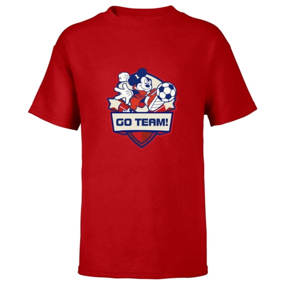 Disney Mickey Mouse Go Team Sports Soccer - Short Sleeve T-Shirt for Kids - Customized-Red