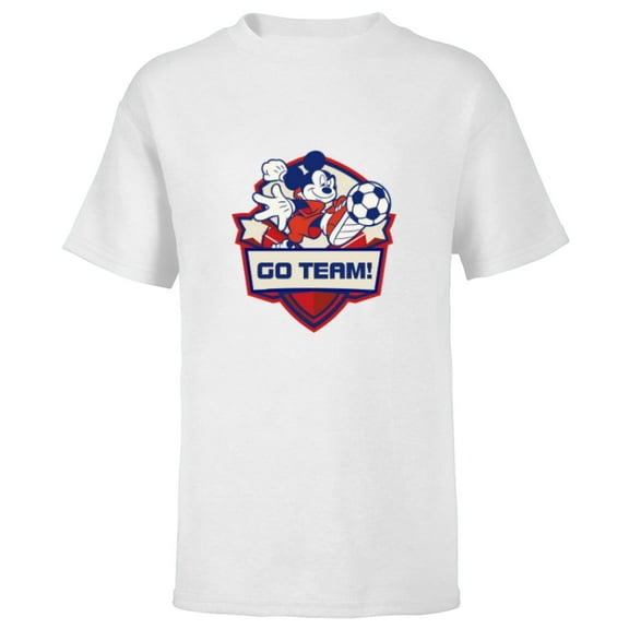 Disney Mickey Mouse Go Team Sports Soccer - Short Sleeve T-Shirt for Kids - Customized-White