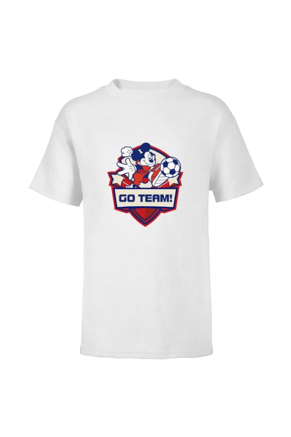 Mickey Mouse Go Team Sports Soccer - Short Sleeve T-Shirt for Kids - Customized-White