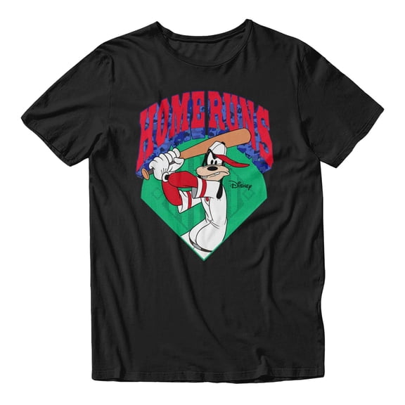 Disney Mickey Mouse Goofy Baseball Bat Swing Sports Men's T Shirt (Black, S-XXXL)