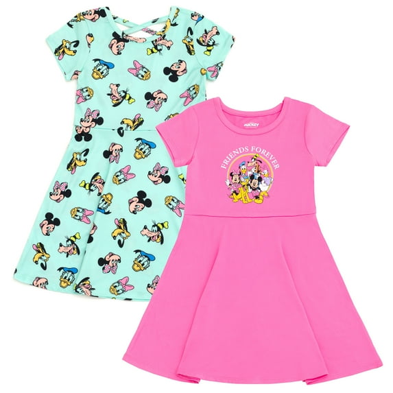 Disney Mickey Mouse Goofy Donald Duck 2 Pack Skater Dresses Infant to Big Kid