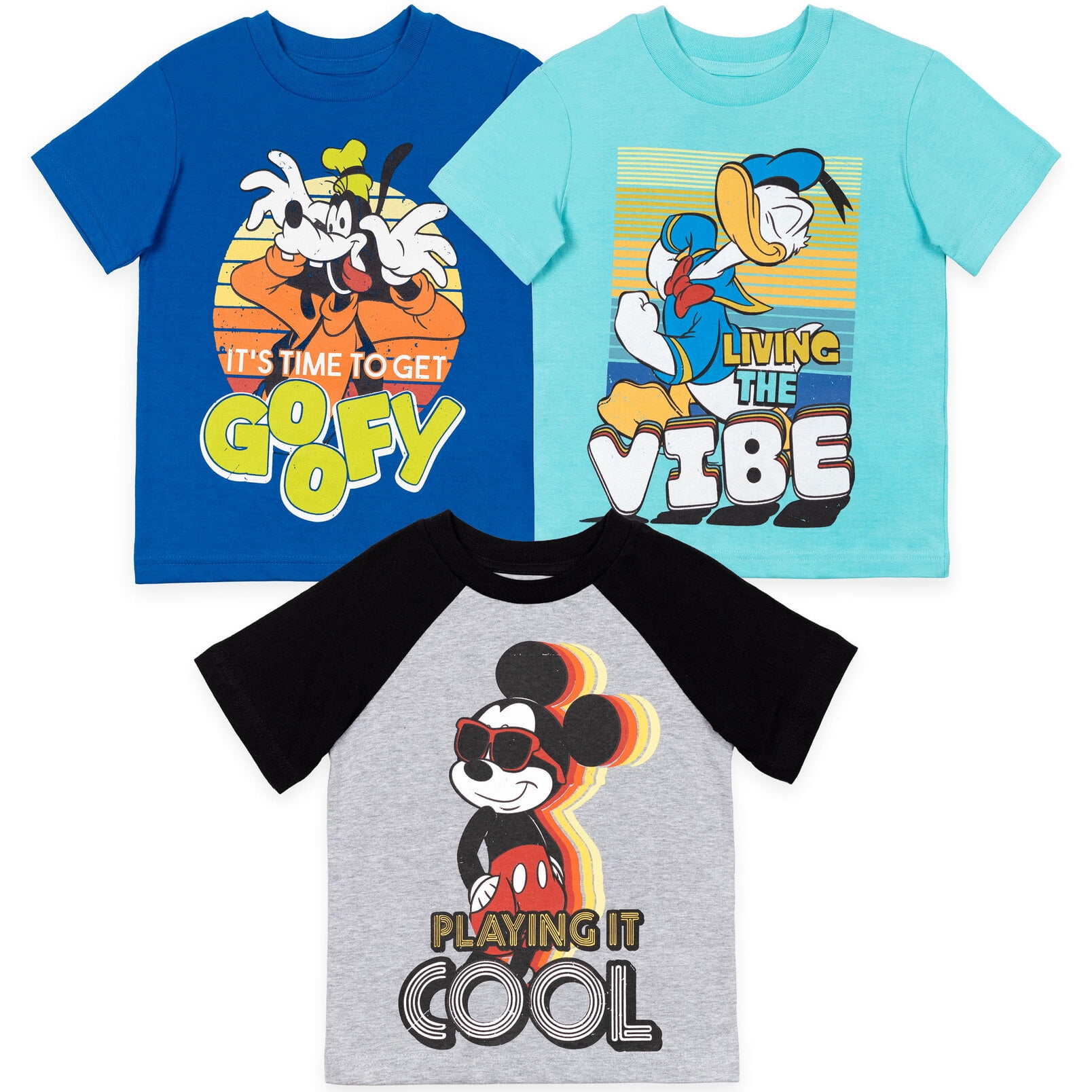 Disney Mickey Mouse Goofy Donald Duck Big Boys 3 Pack T Shirts Toddler to Big Kid Walmart