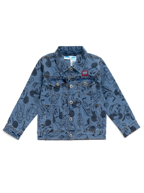Mickey Mouse Goofy Donald Duck Big Boys Denim Jacket Friends / Blue 10-12