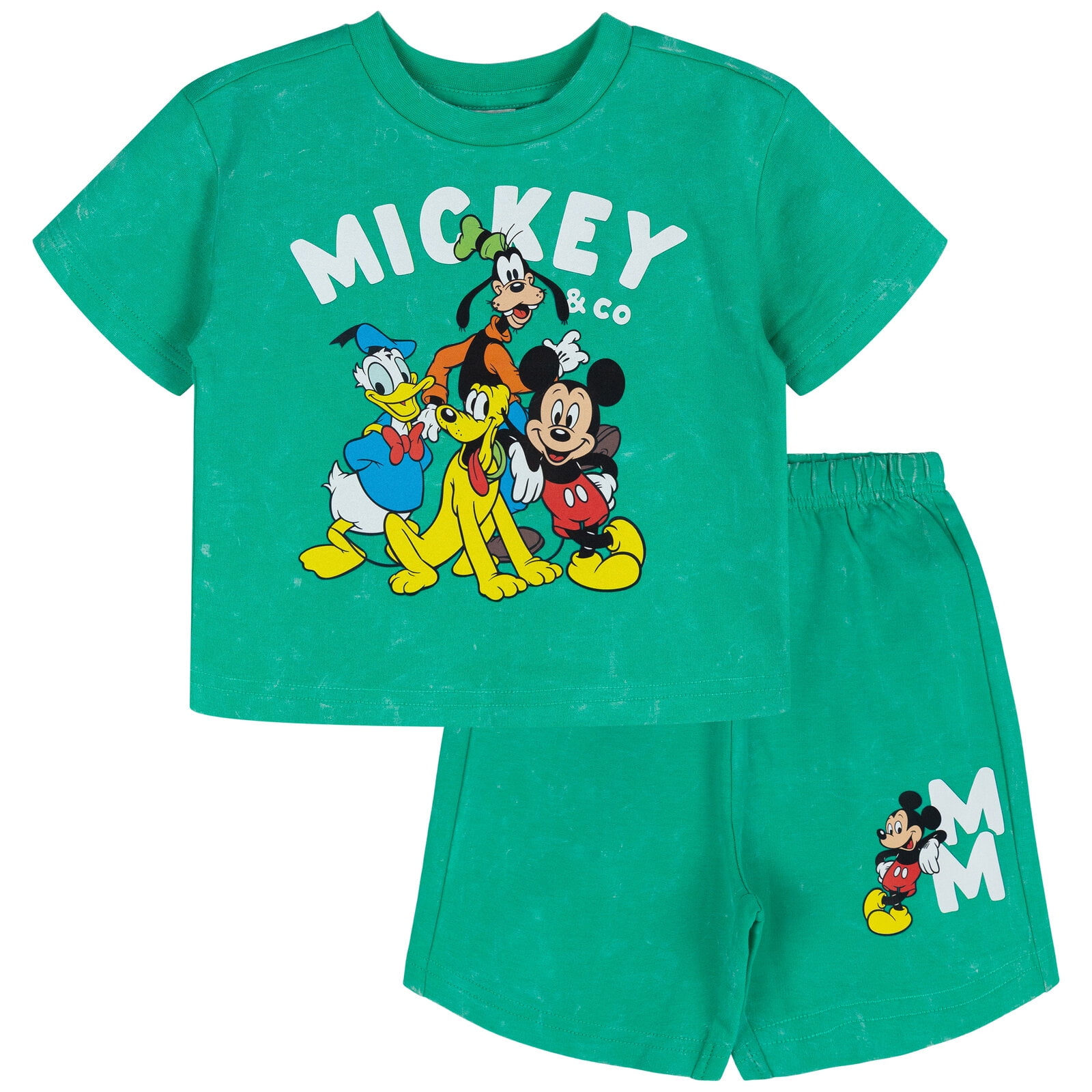 Disney Mickey Mouse Goofy Donald Duck French Terry T-Shirt and Shorts Outfit Set Toddler to Big Kid