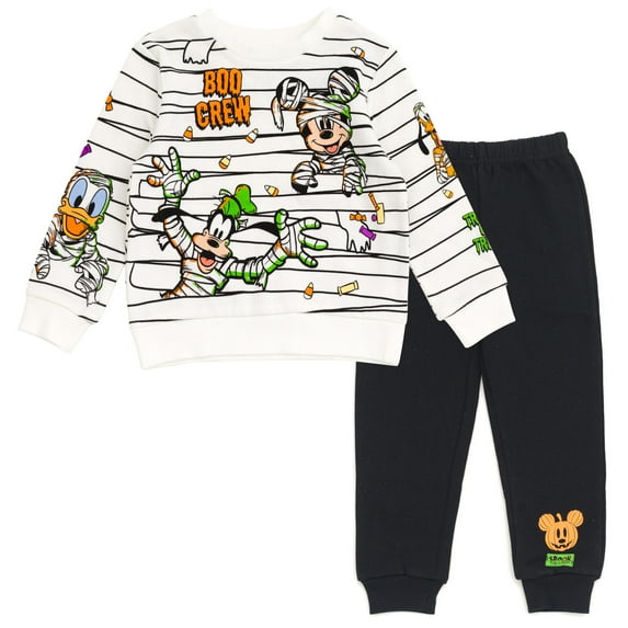 Disney Mickey Mouse Goofy Donald Duck Halloween Fleece Sweatshirt and Jogger Pants Outfit Set Toddler to Big Kid