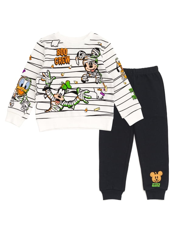 Mickey Mouse Goofy Donald Duck Halloween Fleece Sweatshirt and Jogger Pants Outfit Set Toddler to Big Kid