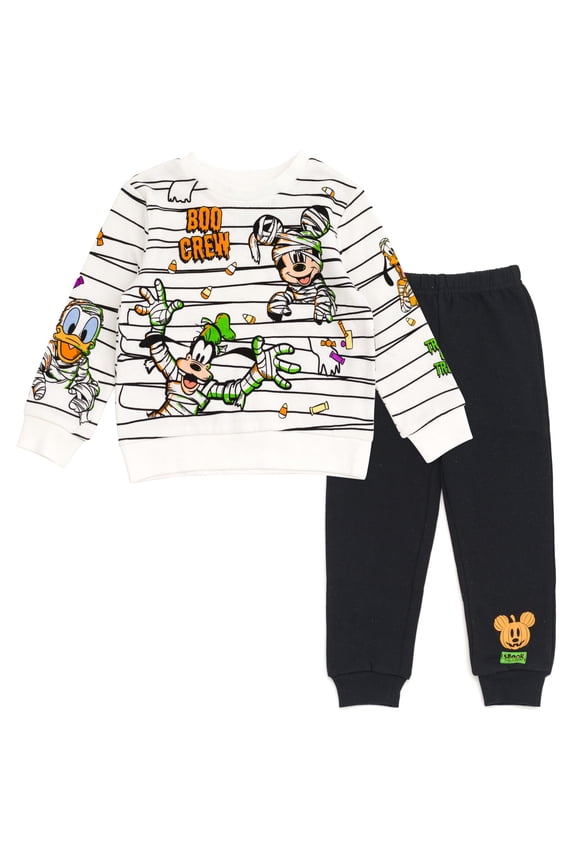Mickey Mouse Goofy Donald Duck Halloween Fleece Sweatshirt and Jogger Pants Outfit Set Toddler to Big Kid