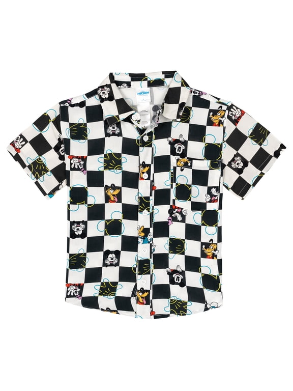 Mickey Mouse Goofy Donald Duck Hawaiian Button Down Shirt Toddler to Big Kid