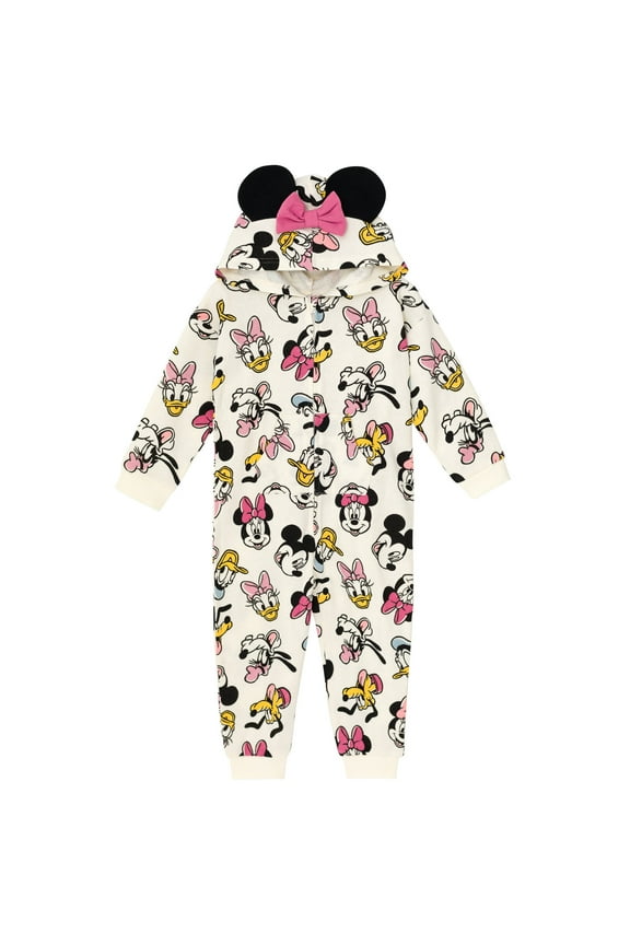Mickey Mouse Goofy Donald Duck Infant Baby Boys or Girls Fleece Zip Up Coverall White 12 Months