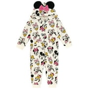 DISNEY Mickey Mouse Goofy Donald Duck Infant Baby Boys or Girls Fleece Zip Up Coverall White 18 Months