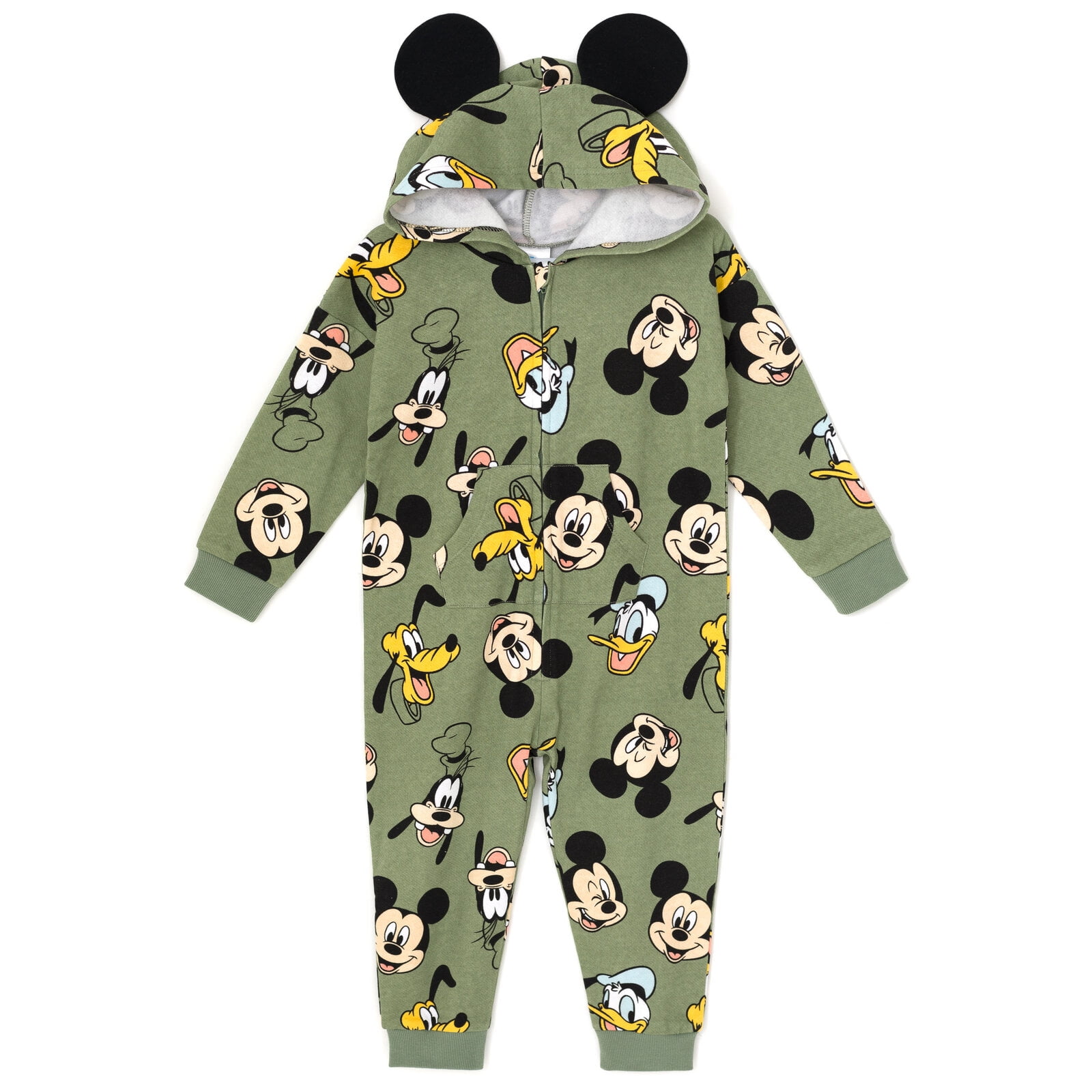 Disney Mickey Mouse Goofy Donald Duck Little Boy Girl Kids Fleece Zip Up Coverall Green 6
