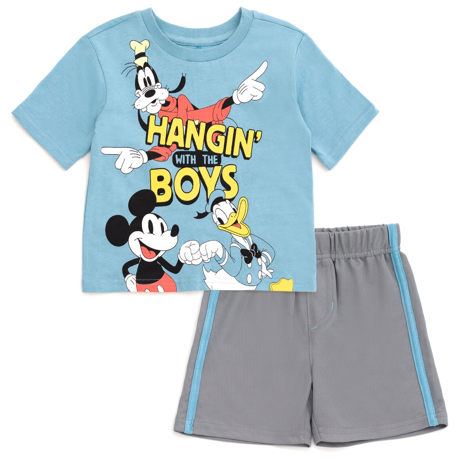 Disney Mickey Mouse Goofy Donald Duck T-Shirt and Mesh Shorts Outfit Set Infant to Little Kid