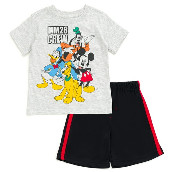 Disney Mickey Mouse Goofy Donald Duck T-Shirt and Mesh Shorts Outfit Set Toddler to Little Kid