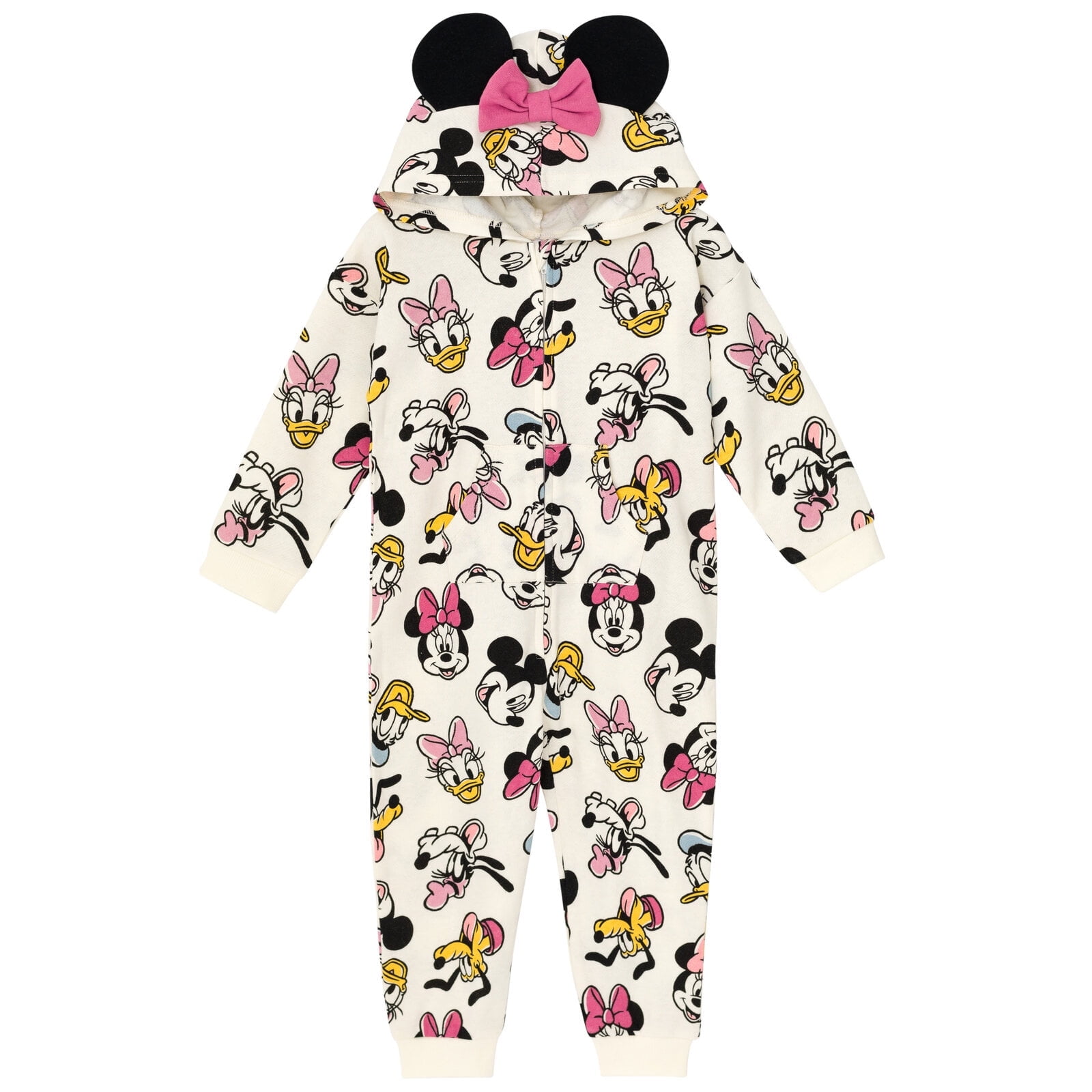 Disney Mickey Mouse Goofy Donald Duck Toddler Boy Girl Fleece Zip Up Coverall White 3T