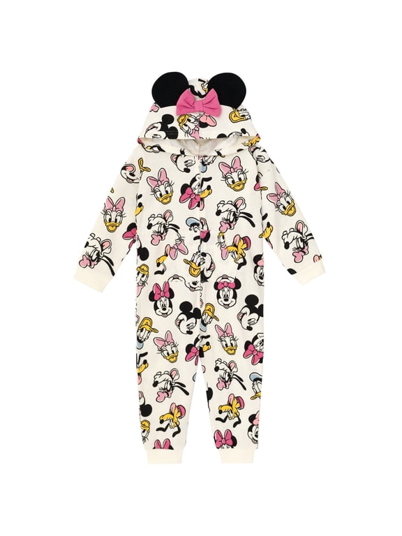 Mickey Mouse Goofy Donald Duck Toddler Boy Girl Fleece Zip Up Coverall White 3T