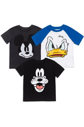 Mickey Mouse Goofy Donald Duck Toddler Boys 3 Pack T-Shirts Toddler to Big Kid