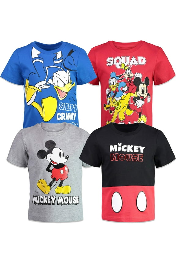 Mickey Mouse Goofy Donald Duck Toddler Boys 4 Pack T-Shirts Infant to Big Kid