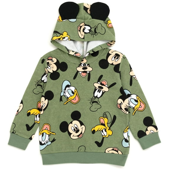 Disney Mickey Mouse Goofy Donald Duck Toddler Boys Fleece Hoodie / Green 4T