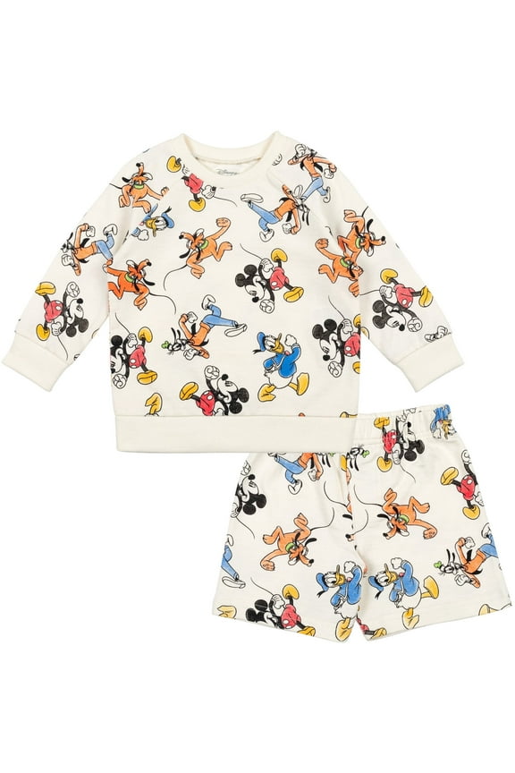 Mickey Mouse Goofy Donald Duck Toddler Boys French Terry Sweatshirt and Shorts Newborn to Toddler