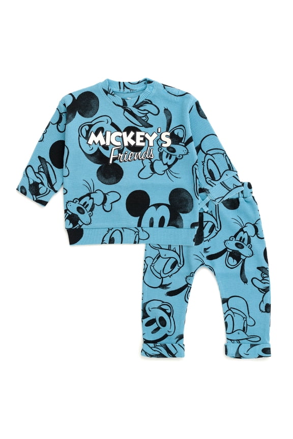 Mickey Mouse Toddler Boys' Loungewear 2-Piece Sweatshirt and Pants Set Donald Blue