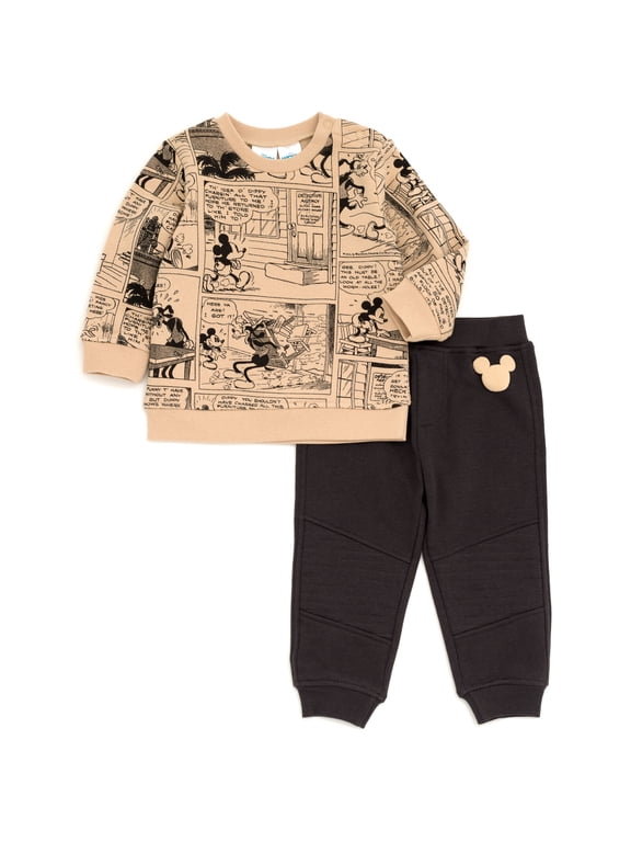 Mickey Mouse Toddler Boys' Fleece 2-Piece Sweatshirt and Pants Set Charcoal