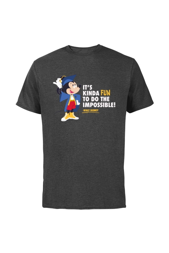 Mickey Mouse Graduation New Grad Do the Impossible - Short Sleeve Cotton T-Shirt for Adults - Customized-Charcoal